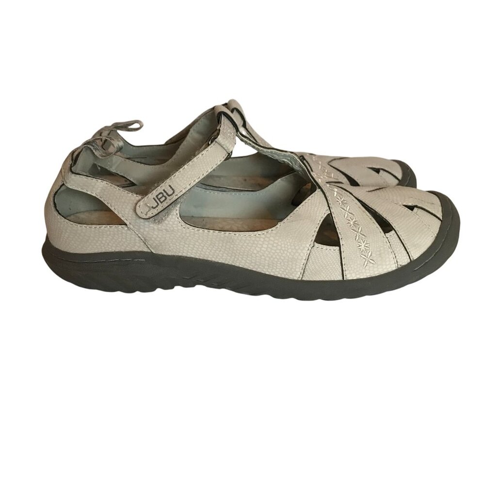 JBU By Jambu Womens Cynthia Vegan Sandals 7M Faux Leather Memory Foam Insole Gre